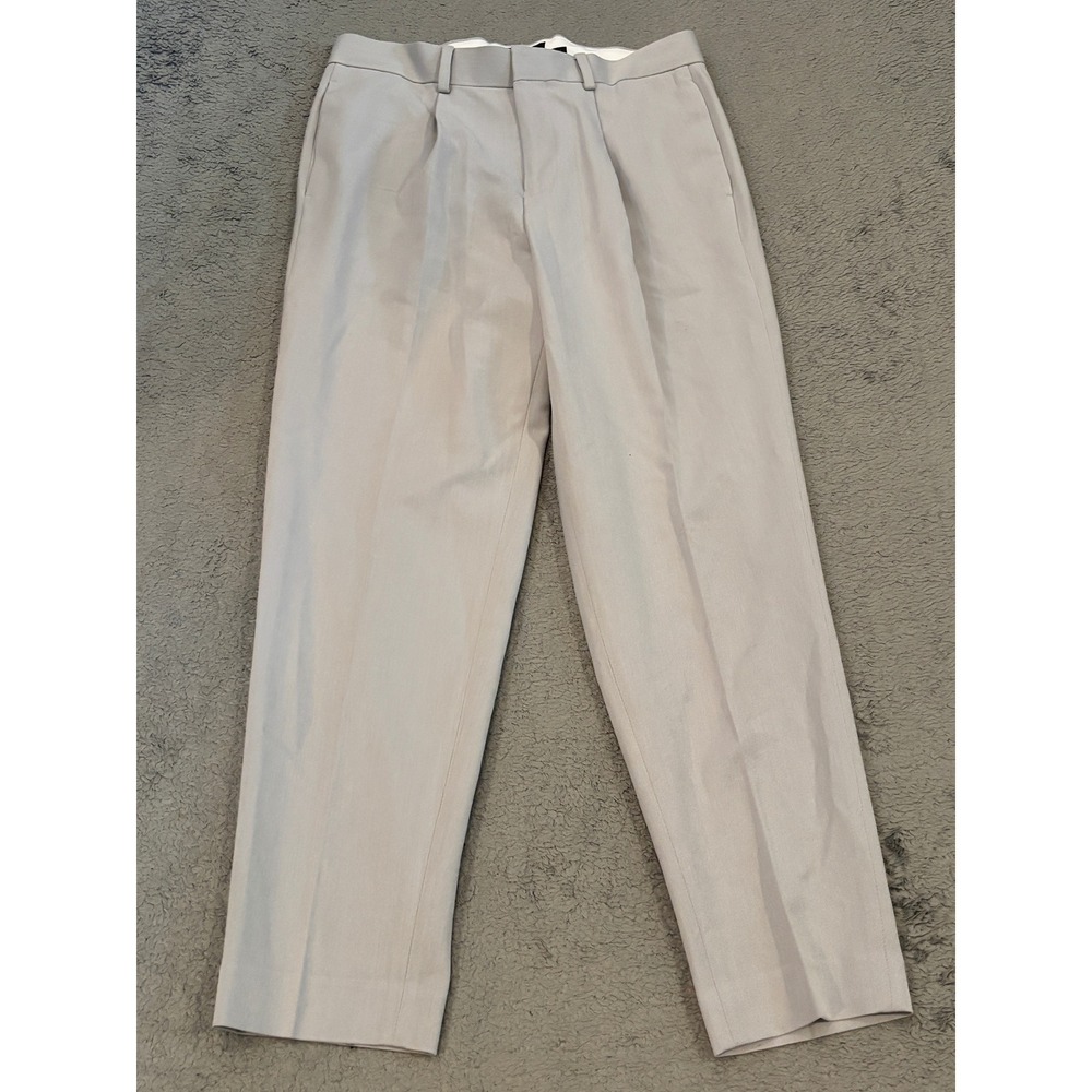 ASOS Mens Pleated Dress Pants Light Gray Tapered Trousers W30 L27 F102970